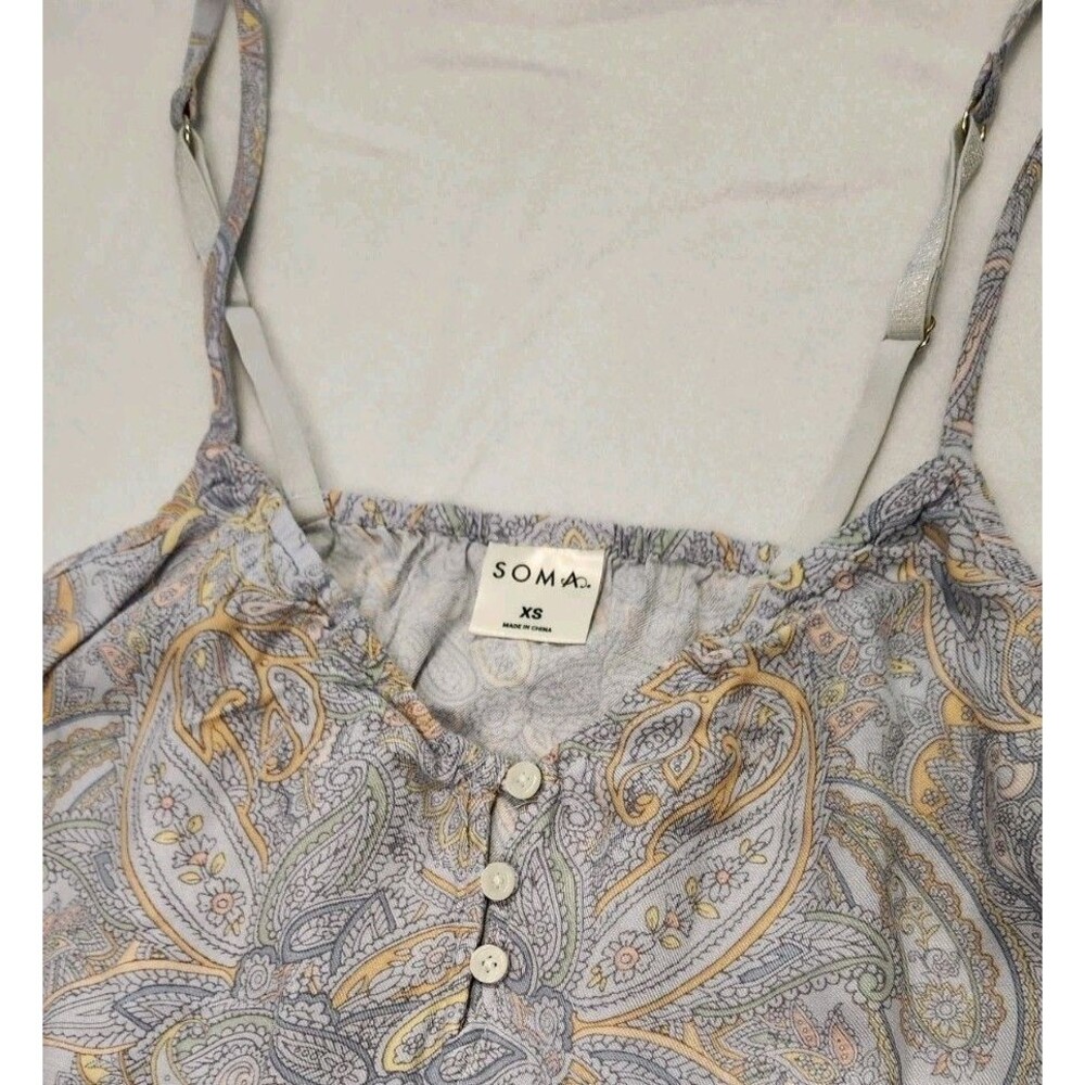Soma Paisley Print Cami & Shorts Set in Light Gray, Blue & Gold - Picture 3 of 10